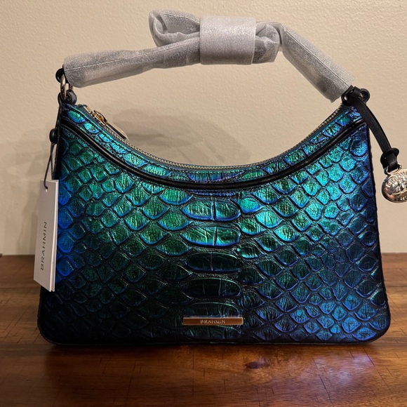 Brahmin Handbags - Brahmin Iridescent Teal & Blue Croc-Embossed Shoulder Bag